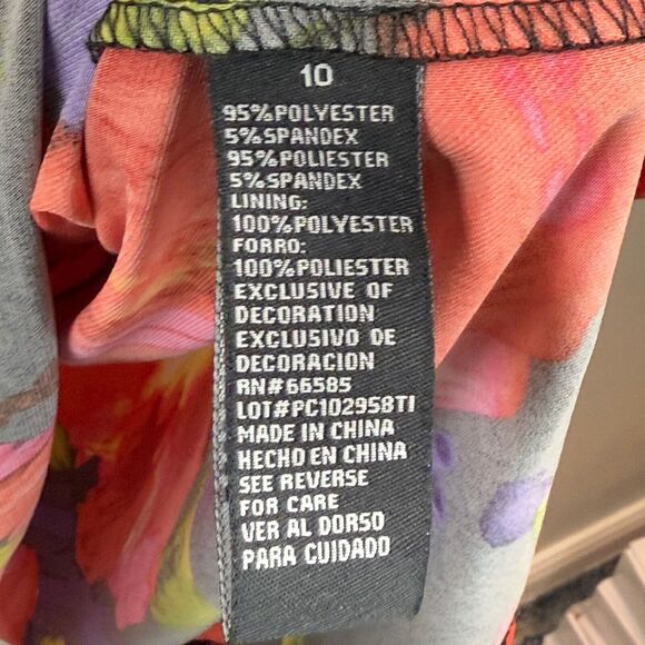 Perception Midi Floral Dress Women 10 Black Red Rose Sleeveless Beaded Bloomcore - Picture 7 of 9